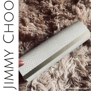 NEW Jimmy Choo Luxury Snakeskin Eyeglass/Sunglasses Hard Case – Cream White Gold